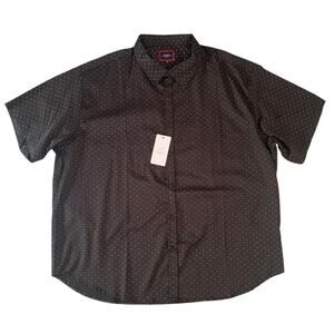 Six Lincoln New York Men's Size 4X Short Sleeve Button Up Black Shirt Big Tall